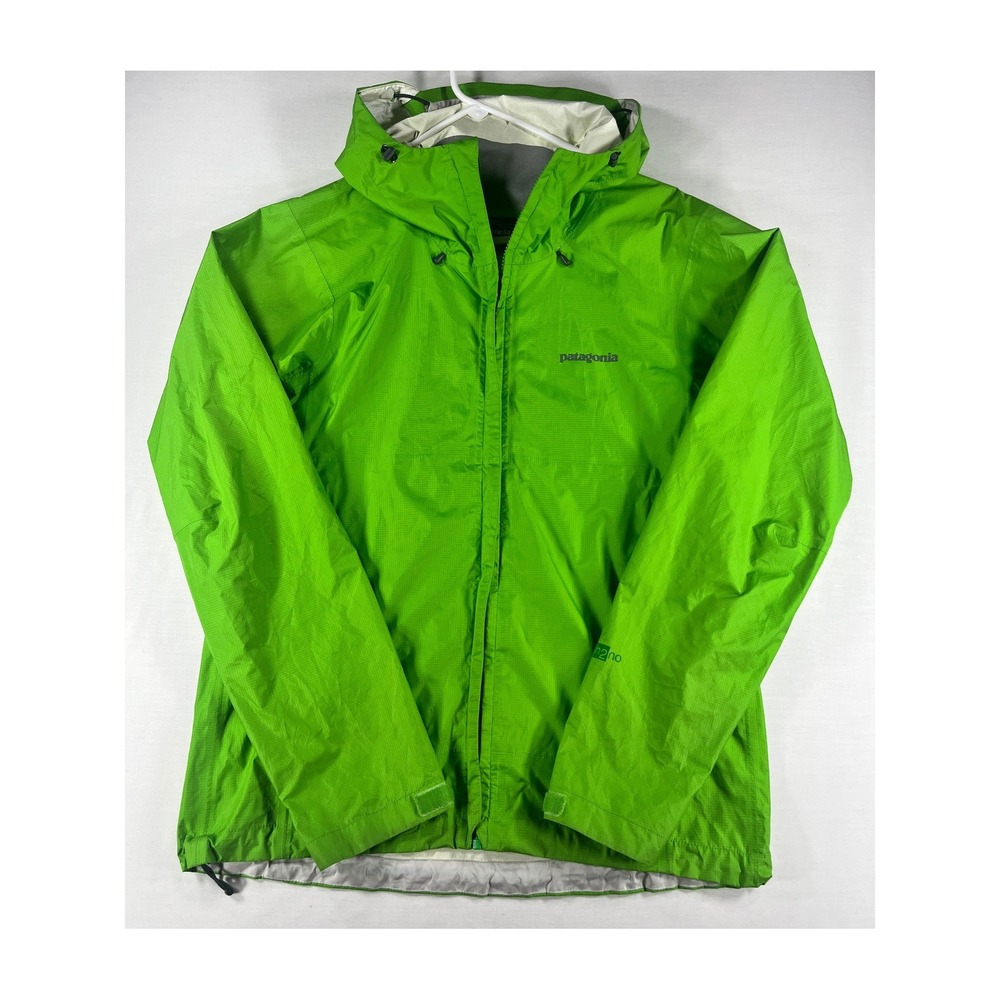 Patagonia Torrentshell H2No Rain Jacket Mens Medium Lime Green Pit Zips Hooded